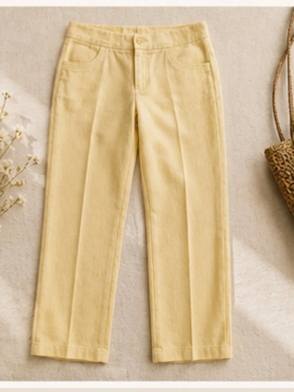 Butter Yellow Linen Blend Pants Size 6 Coastal Minimalist Summer Chic Kasper